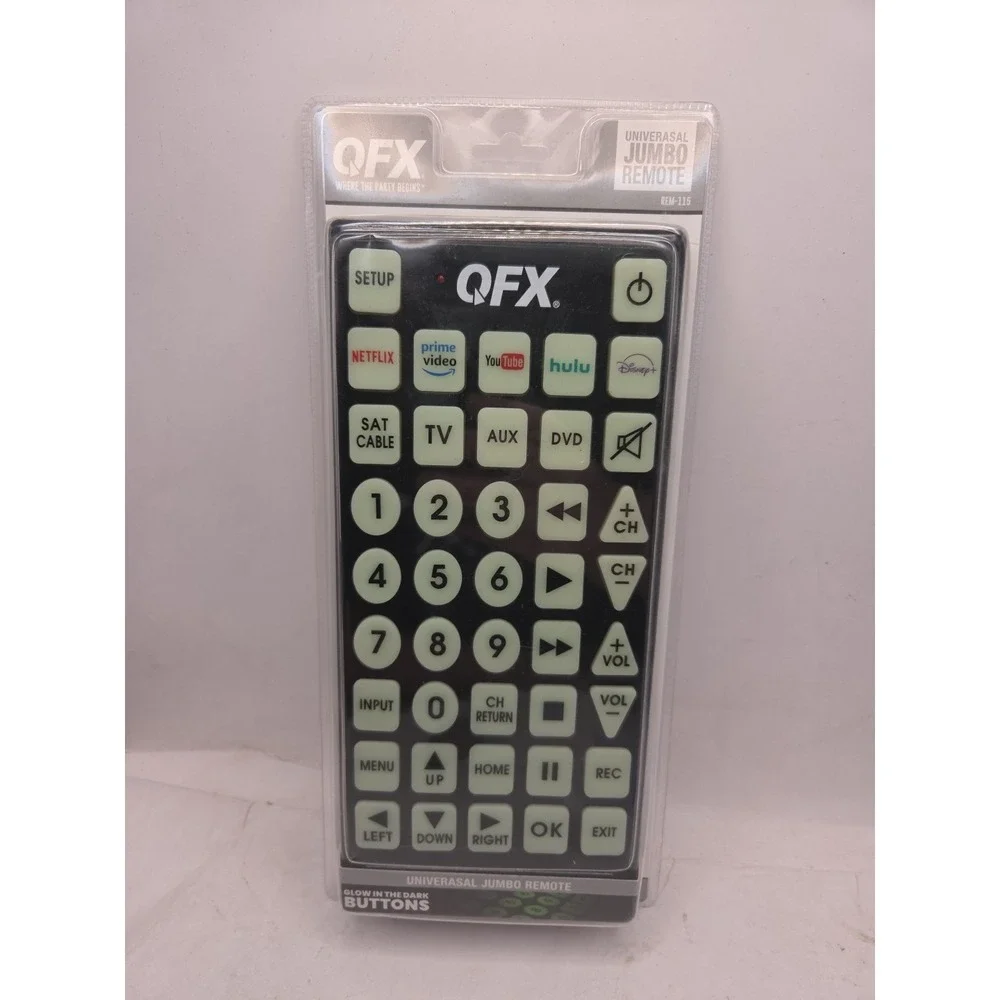 QFX Universal Jumbo Remote Control REM- Glow In Dark Buttons TV VCR DVD Cable